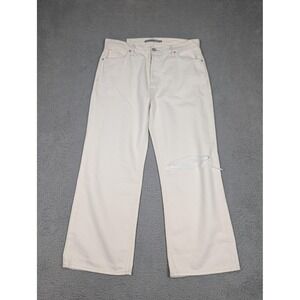 Hudson Rosie Jeans Womens 31 Ecru Vintage High-Rise Wide‎ Leg Ankle Distressed